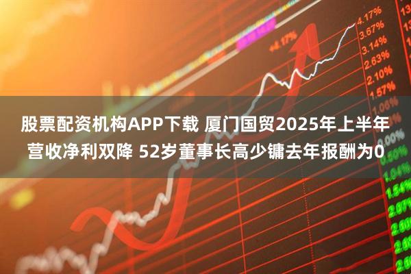 股票配资机构APP下载 厦门国贸2025年上半年营收净利双降 52岁董事长高少镛去年报酬为0